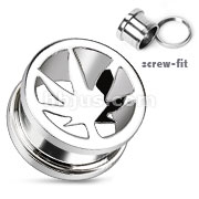 316L Surgical Steel Pot Leaf Screw Fit Tunnel