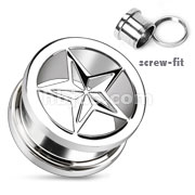 316L Surgical Steel Punk Star Screw Fit Tunnel
