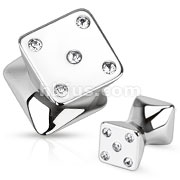 316L Surgical Steel CZ Embedded Dice Saddle Plug