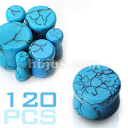 120pcs Turquoise Saddle Plugs 8 Gauge to 00 Gauge Assorted Package
