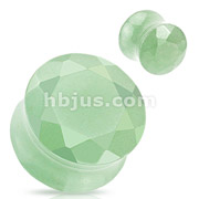 Green Aventurine Semi Precious Stone Faceted Gem Cut on Both sides Double Flared Plug
