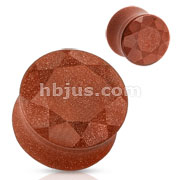 Semi Precious Faceted Gold Sand Stone Gem Saddle Flare Plug