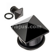 80 Pcs Assorted Size Black Agate Semi Precious Stone Pyramid Top Single Flared Plug with O-Ring