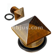 80 Pcs Assorted Size Tiger Eye Semi Precious Stone Pyramid Top Single Flared Plug with O-Ring
