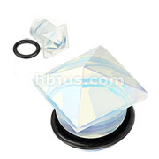 80 Pcs Assorted Size Opalite Semi Precious Stone Pyramid Top Single Flared Plug with O-Ring