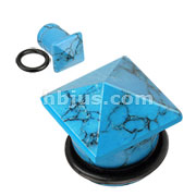 80 Pcs Assorted Size Blue Turquoise Semi Precious Stone Pyramid Top Single Flared Plug with O-Ring