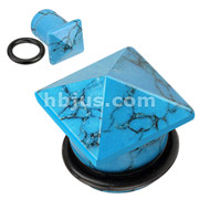 Blue Turquoise Semi Precious Stone Pyramid Top Single Flared Plug with O-Ring