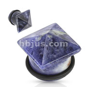Sodalite Semi Precious Stone Pyramid Top Single Flared Plug with O-Ring
