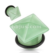 Green Aventurine Semi Precious Stone Pyramid Top Single Flared Plug with O-Ring
