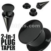 2-in-1 Interchangeable Black Acrylic Screw Fit Taper-Plug