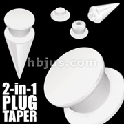 2-in-1 Interchangeable White Acrylic UV Screw Fit Taper-Plug