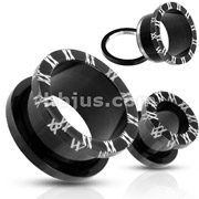 Blackline Titanium Anodized Over Surgical Steel Twin X Grooved Cuts Screw-Fit Tunnel Plug