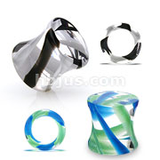 240 Pcs of Pyrex Glass Look UV Swirls Solid Saddle Plug 