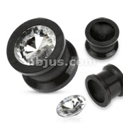 120 Pcs of Black Silicone Ultra Flexible Double Flared Plug with Removable CZ   