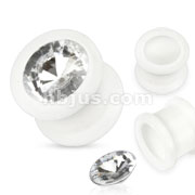 120 Pcs of White Silicone Ultra Flexible Double Flared Plug with Removable CZ   