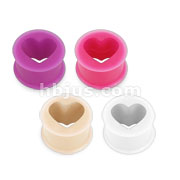 Ultra Flexible Silicone Double Flat Flared Hollow Heart Plug