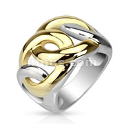 Stainless Steel Two Tone IP Chain Link Frontal Ring