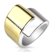 Stainless Steel Two Tone IP Overlap Belt Buckle Frontal Ring