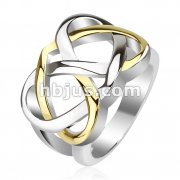 Stainless Steel Two Tone IP Celtic Knot Frontal Ring