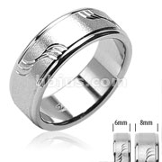 316L Surgical Stainless Steel Rings/Brushed /Dia cut Waves