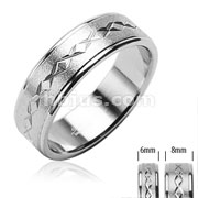 316L Surgical Stainless Steel Rings/Brushed Center/Dia Cut  xxx