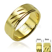 316L Surgical Stainless Steel Rings/IP Gold/Dia Cut