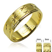 316L Surgical Stainless Steel Rings/IP Gold /Dia Cut