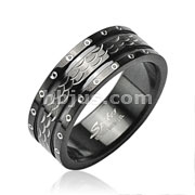 316L Surgical Stainless Steel Rings/ IP Black/Dia cut