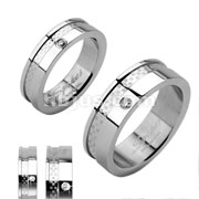 Stainless Steel Double Layered Dexter Ring with Single CZ
