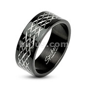 316L Stainless Steel Black IP 'XXX' Etched Ring