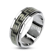 316L Stainless Steel Black IP Maze Link Spinner Ring