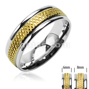 316L Surgical Stainless Steel Rings/Grooved IP Gold Center