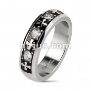 316L Stainless Steel Celtic Cross with Triple Gem Ring