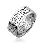 316L Stainless Steel Rose Patterned Design Ring