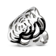 316L Stainless Steel Rose Design Center Plate Ring 