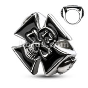 316L Stainless Steel Lucky 13 Skull Celtic Cross Cast Ring