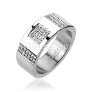 316L Stainless Steel Micro Multi CZ Paved Band Ring