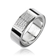 316L Stainless Steel Micro Multi CZ Paved Band Ring