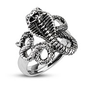 316L Stainless Steel Ferocious Cobra Cast Ring