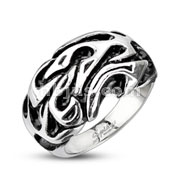 316L Stainless Steel Tribal Flame Wave Cast Ring