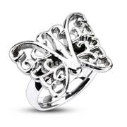 316L Stainless Steel Ornamental Butterfly Cast Ring