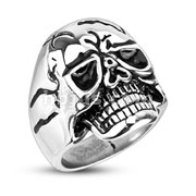 316L Stainless Steel Cracked Mask Death Skull Wide Cast Ring