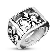316L Stainless Steel Fleur De Lis Wide Cast Ring