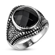 316L Stainless Steel Gecko Eye Onyx Gem Cast Ring