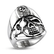 316L Stainless Steel Pirate Skull Captain Cast Ring