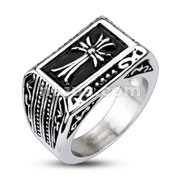 316L Stainless Steel Medieval Fleur Cross Ornamental Cast Ring