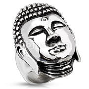 Stainless Steel Meditating Buddha Wide Cast Ring