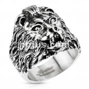 Stainless Steel Ferocious Lion Wide Cast Ring