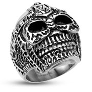 Stainless Steel Death Armor Warrior Skull Wide Cast Ring