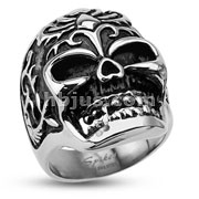 Stainless Steel Decorative Power Animal Skull Wide Cast Ring